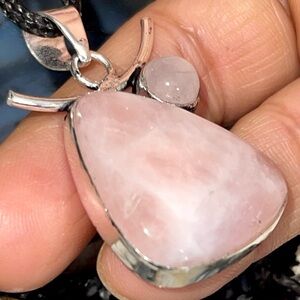 Beautiful Light Color Kunzite & Rose Quartz Pendant 1 7/8”